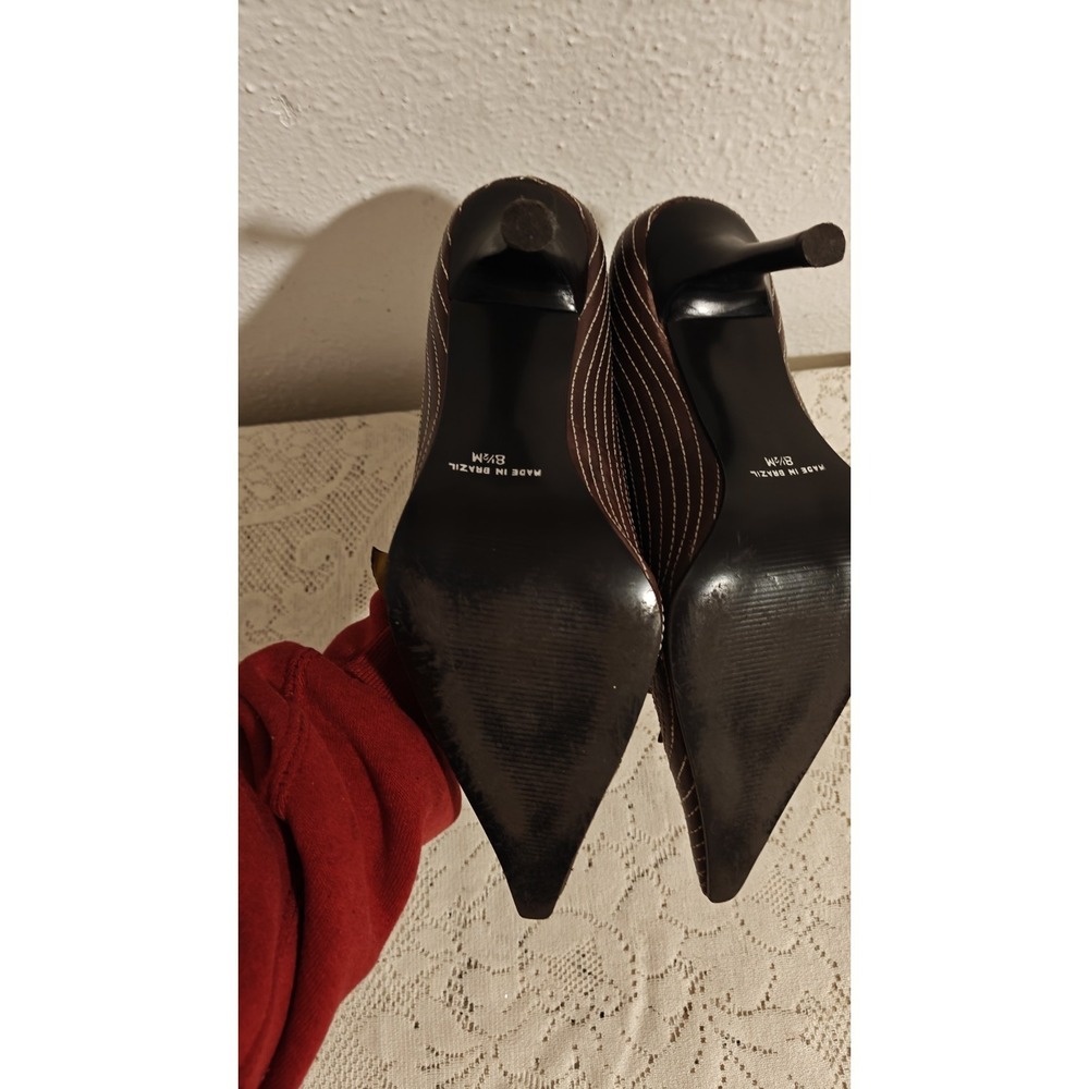 Two Lips Heels Pointy Toe 3D Floral Leather Upper 3.5" Heels Size 8.5 Y2k Vtg - Picture 10 of 15